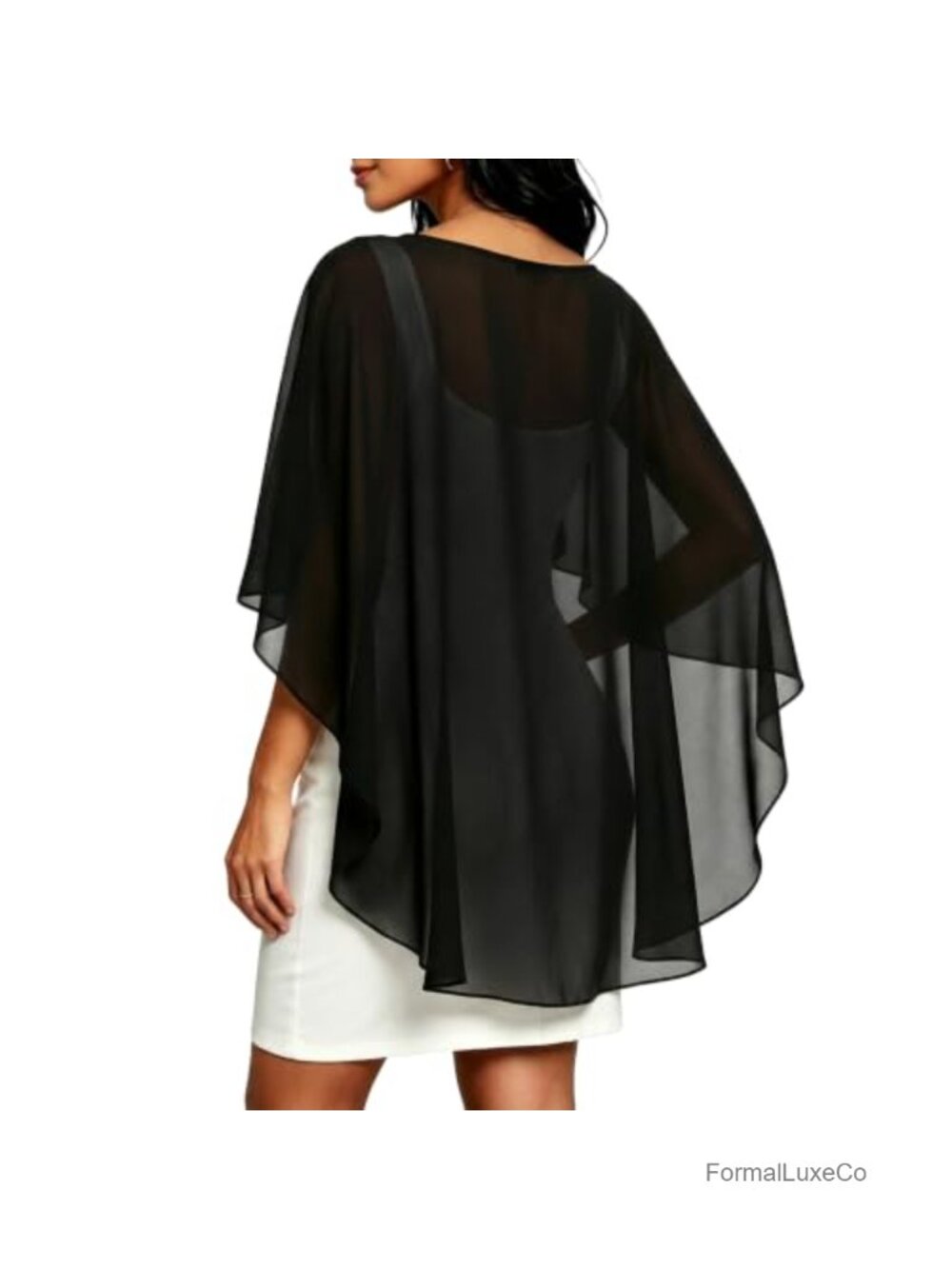 Silky Chiffon Shawl Wrap Evening Wedding Capelet Cover Up - Picture 2 of 5